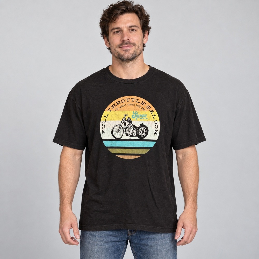 Full Throttle Saloon Sturgis Biker Bar Graphic T-Shirt Black XL